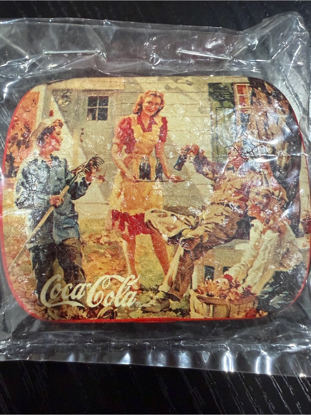 Coca-Cola Red and White Branded Tin Lid with Barcode Label